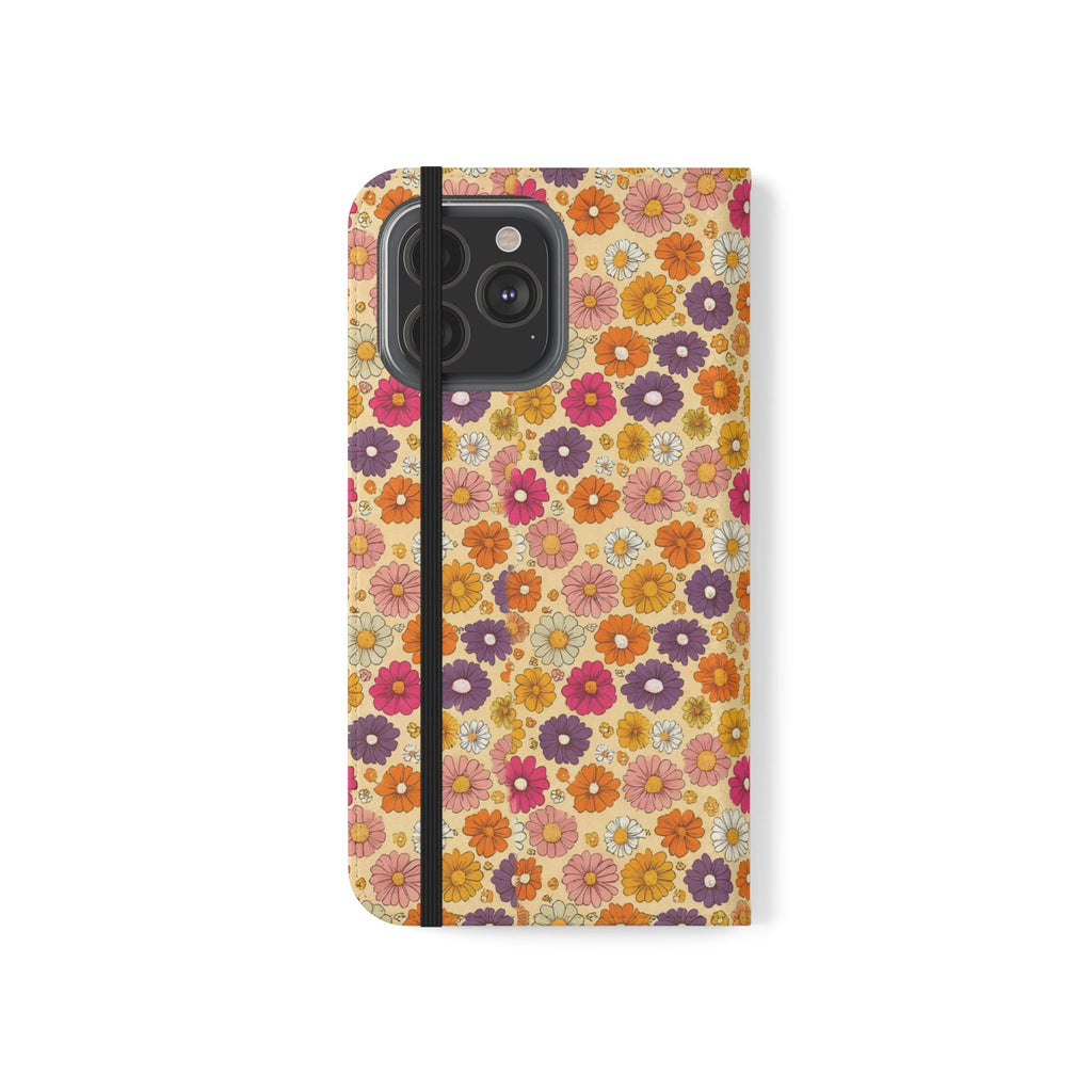 Retro Floral Flip Phone Case — Wallet Flip Case with Card Slots