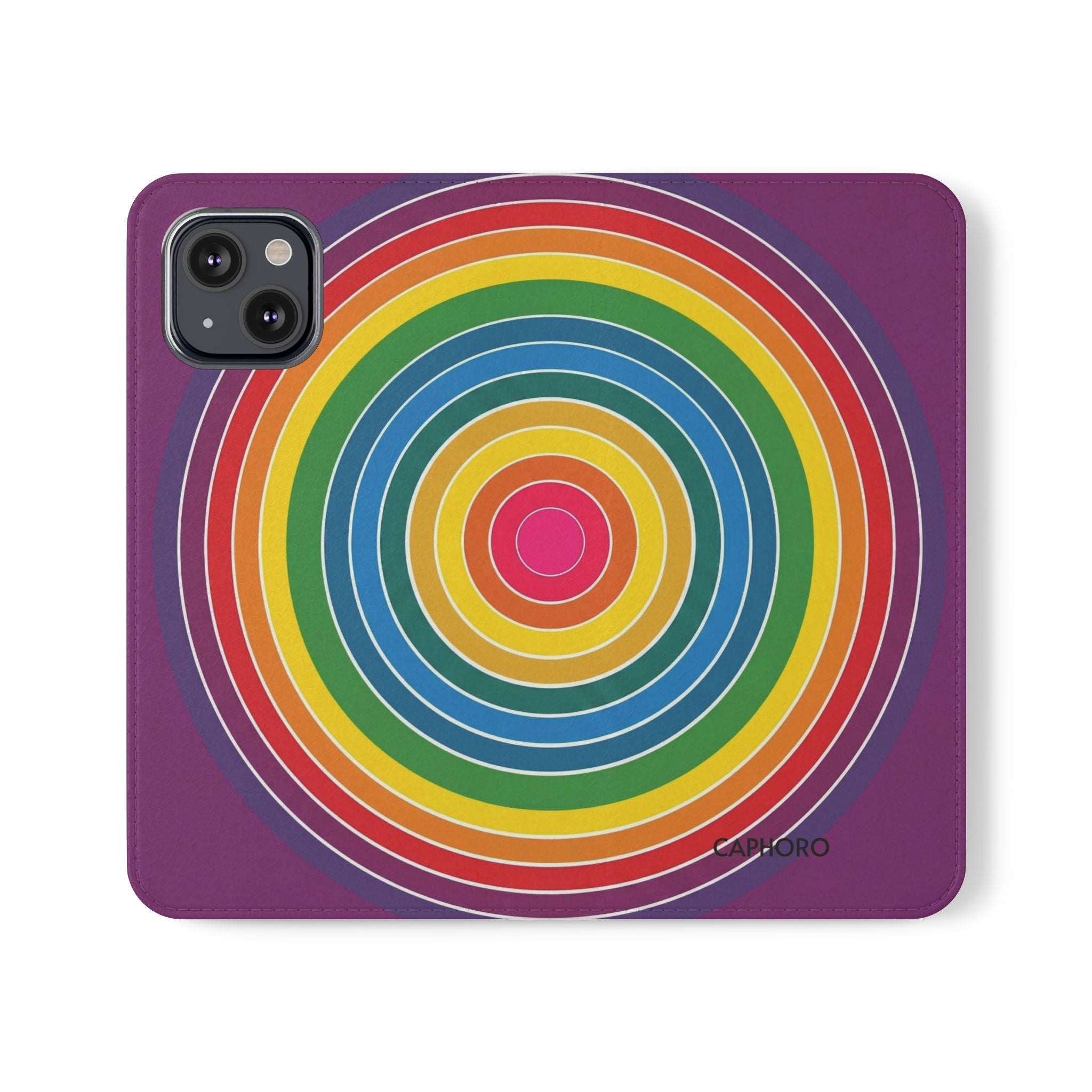Flip Phone Case — Retro Rainbow Target Wallet Flip Case