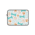 Dog Bones & Paws Laptop Sleeve — Cute Teal & Tan Pet Pattern Sleeve