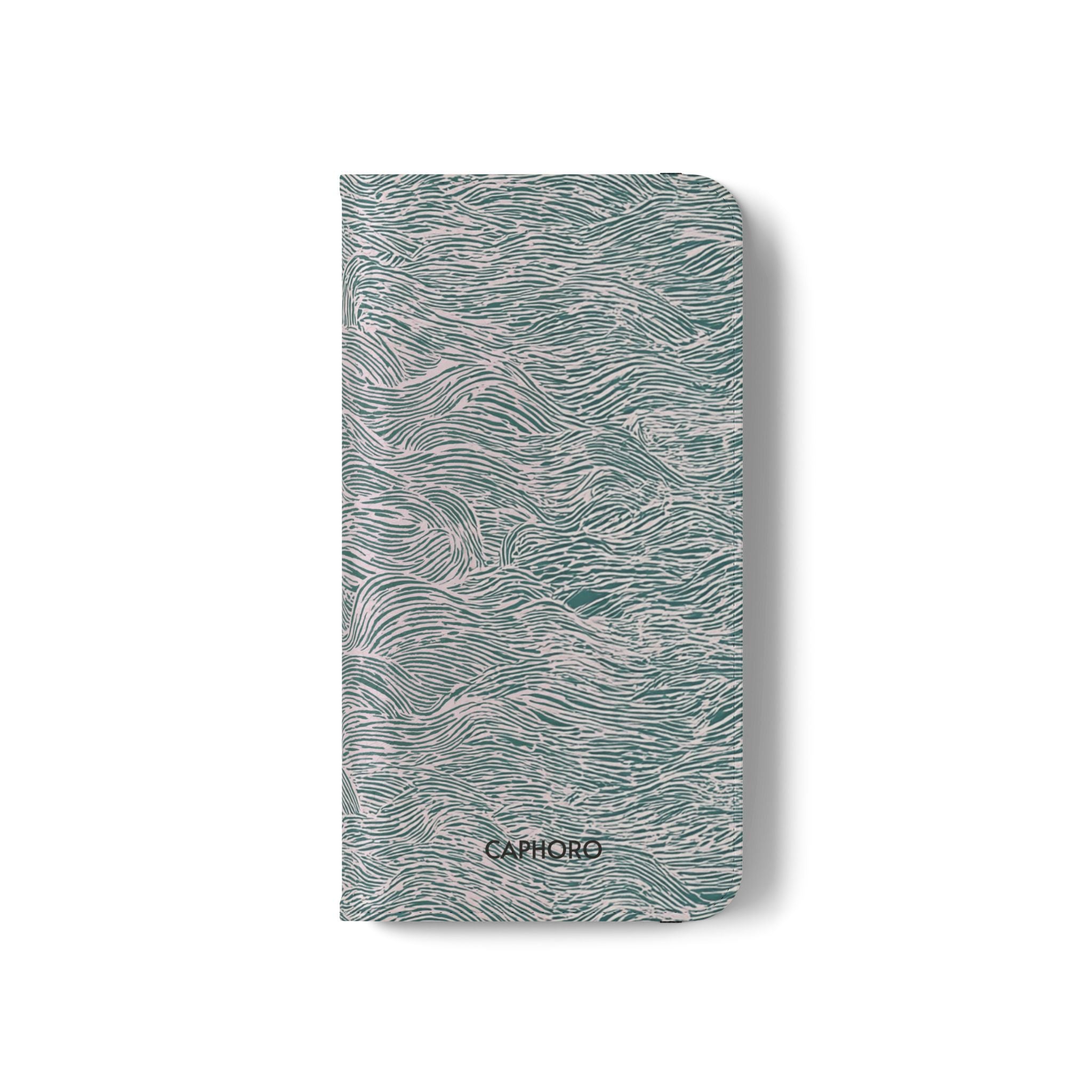Marbled Teal Flip Phone Case — Textured Wallet Cover with Card Slots