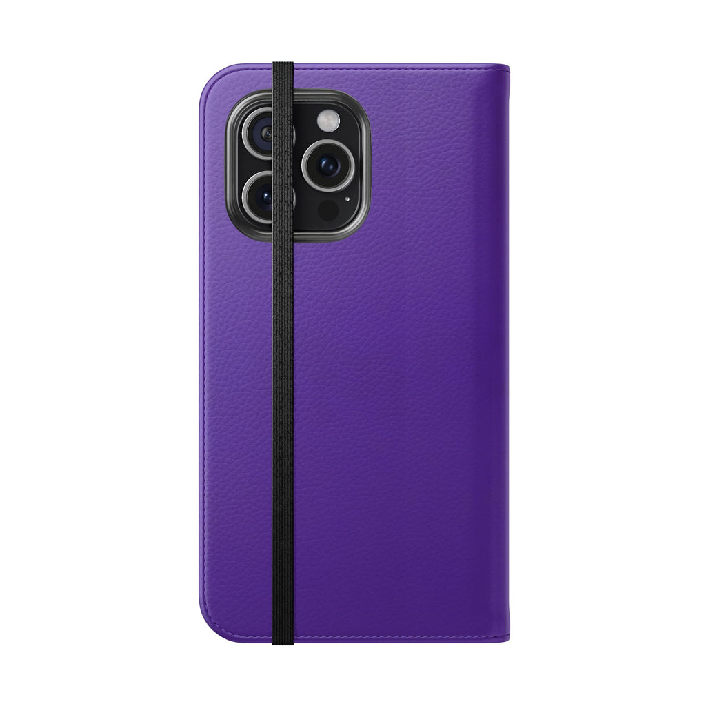 Purple Leather Flip Phone Case with Card Slots — Wallet Folio Case for iPhone
