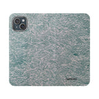 Marbled Teal Flip Phone Case — Textured Wallet Cover with Card Slots
