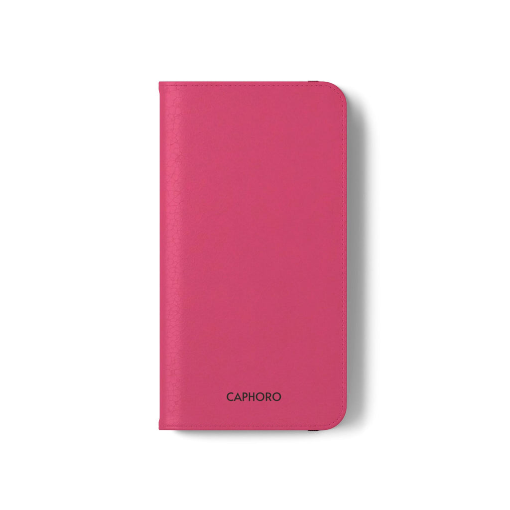Pink Leather Flip Phone Case with Card Slots — Magnetic Wallet Cover