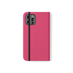 Pink Leather Flip Phone Case with Card Slots — Magnetic Wallet Cover