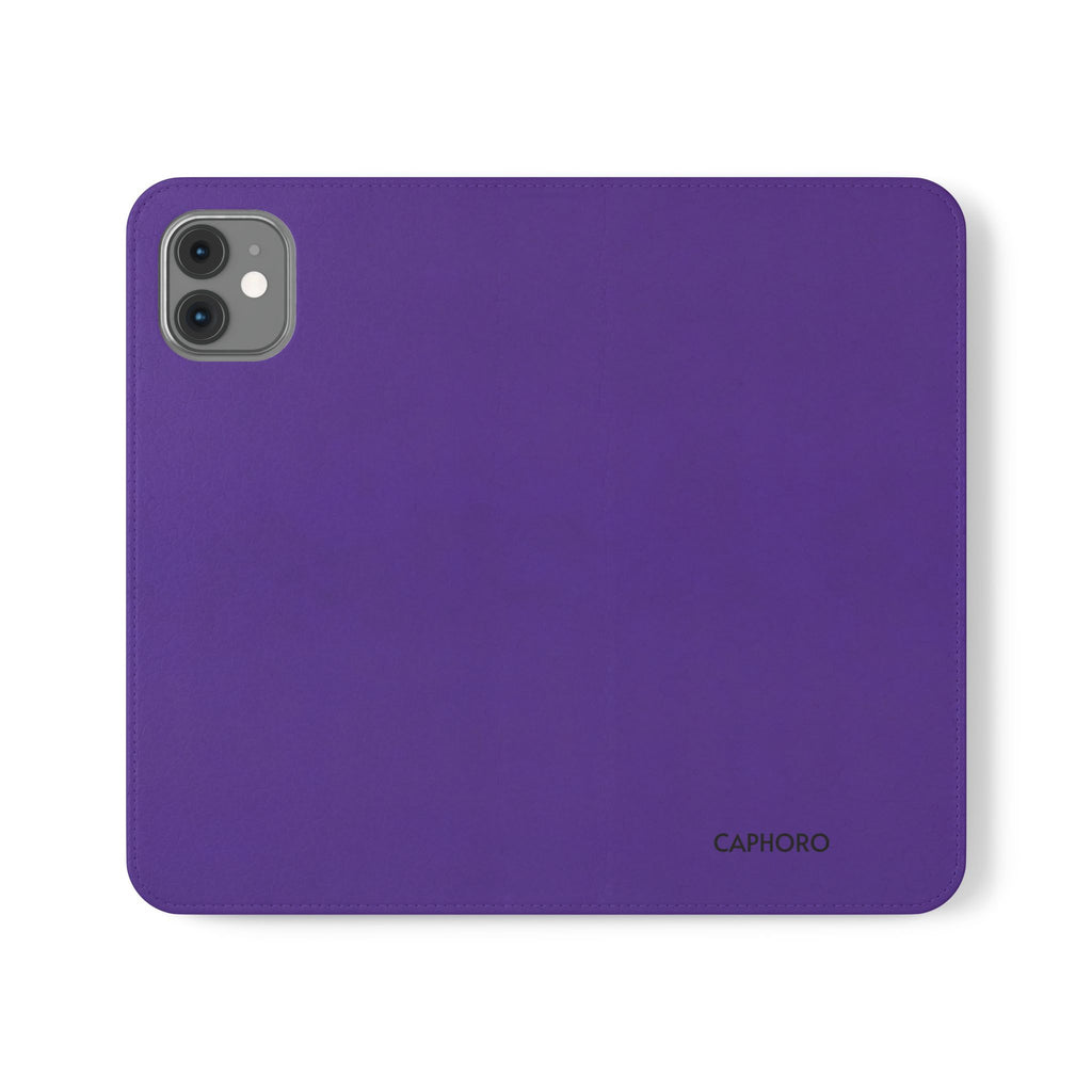 Purple Leather Flip Phone Case with Card Slots — Wallet Folio Case for iPhone