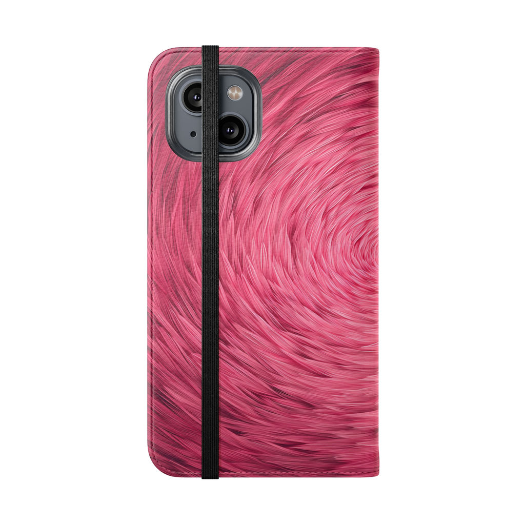Pink Swirl Fur Flip Phone Case