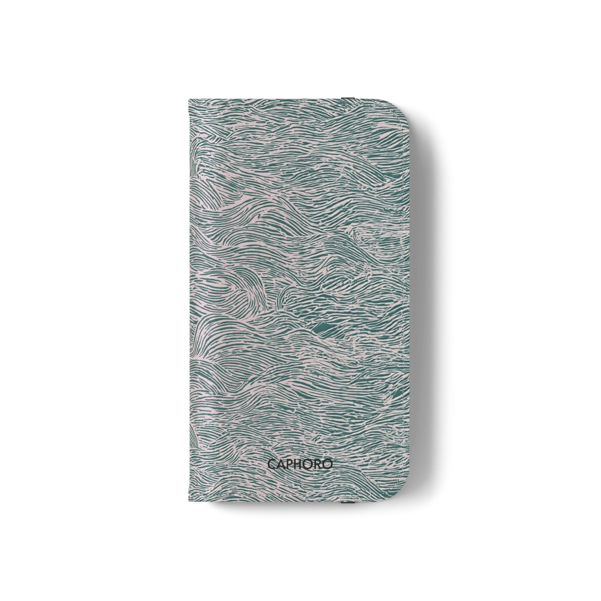Marbled Teal Flip Phone Case — Textured Wallet Cover with Card Slots