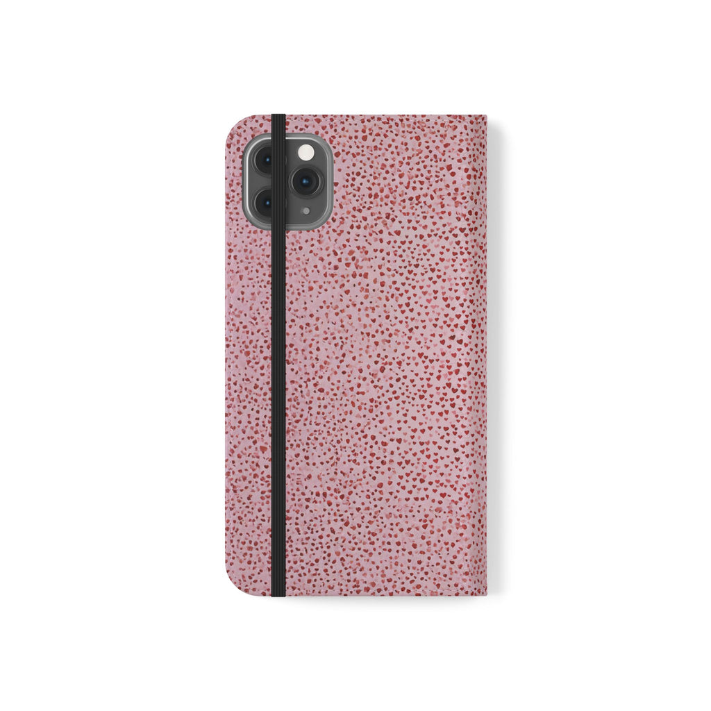 Pink Textured Leather Flip Phone Case – Card Slot Wallet Cover