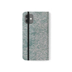 Marbled Teal Flip Phone Case — Textured Wallet Cover with Card Slots