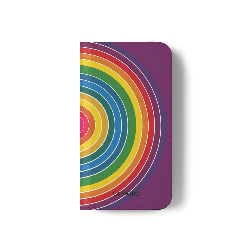 Flip Phone Case — Retro Rainbow Target Wallet Flip Case
