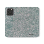 Marbled Teal Flip Phone Case — Textured Wallet Cover with Card Slots