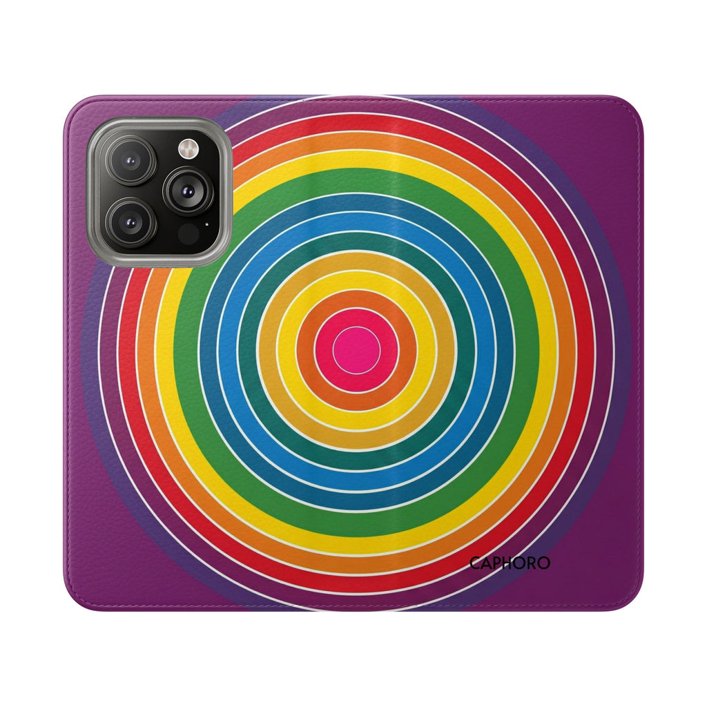 Flip Phone Case — Retro Rainbow Target Wallet Flip Case