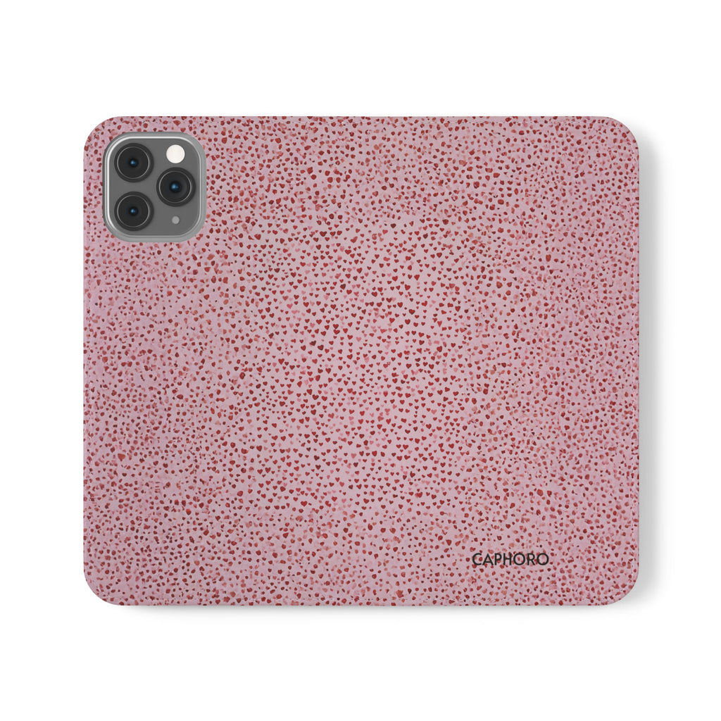 Pink Textured Leather Flip Phone Case – Card Slot Wallet Cover