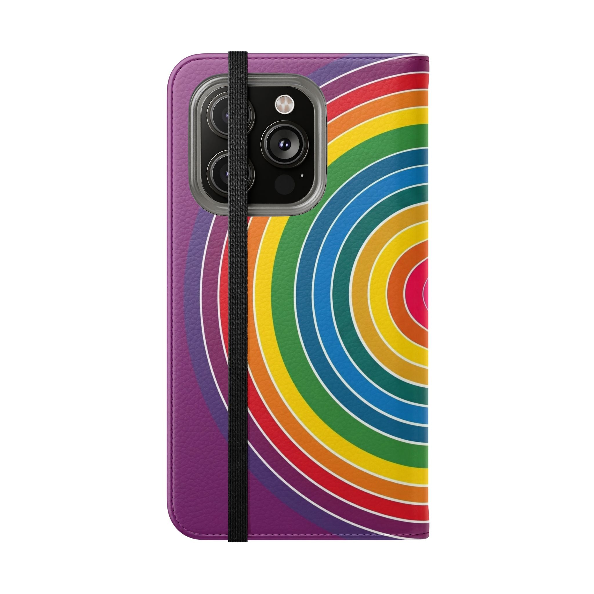 Flip Phone Case — Retro Rainbow Target Wallet Flip Case