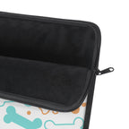 Dog Bones & Paws Laptop Sleeve — Cute Teal & Tan Pet Pattern Sleeve