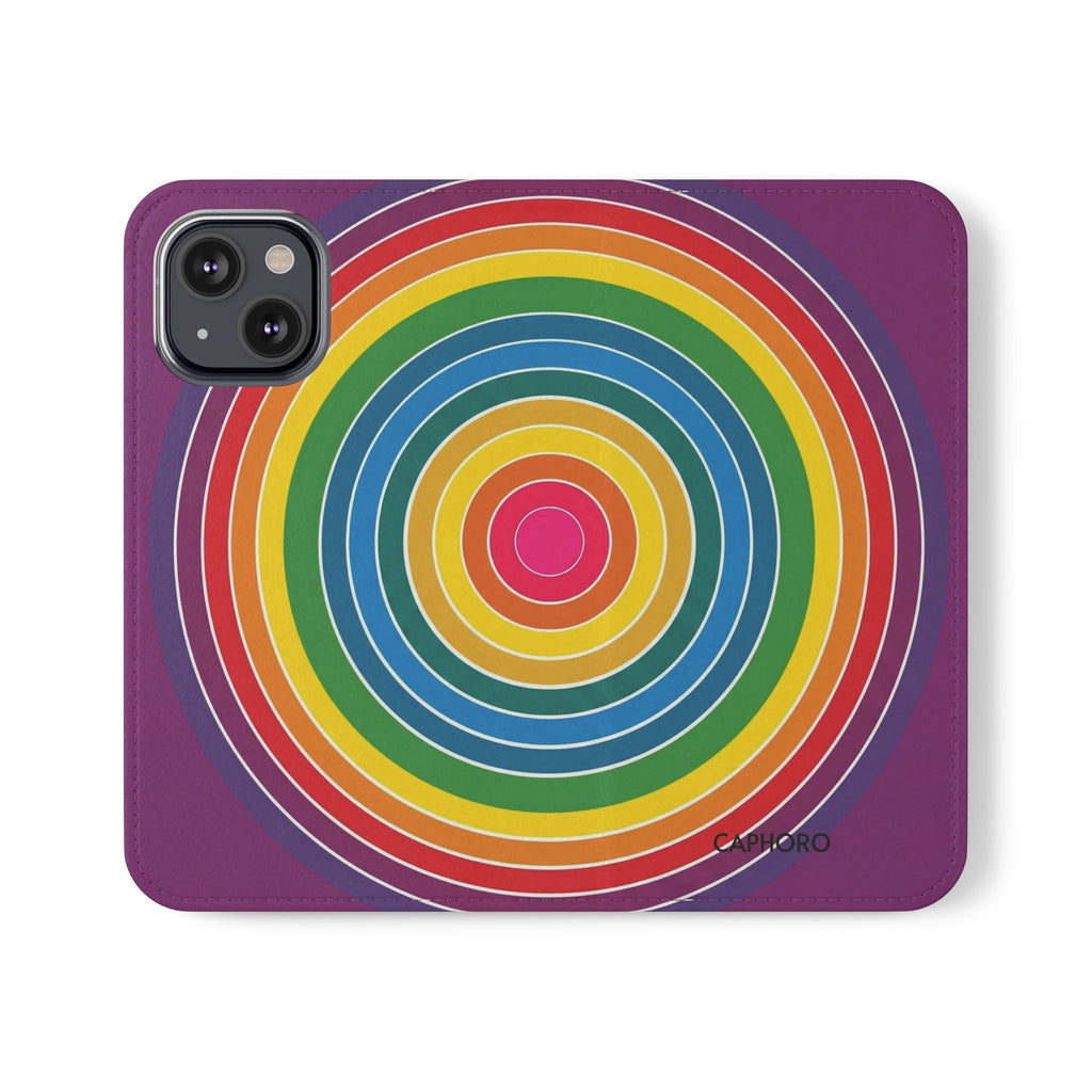 Flip Phone Case — Retro Rainbow Target Wallet Flip Case