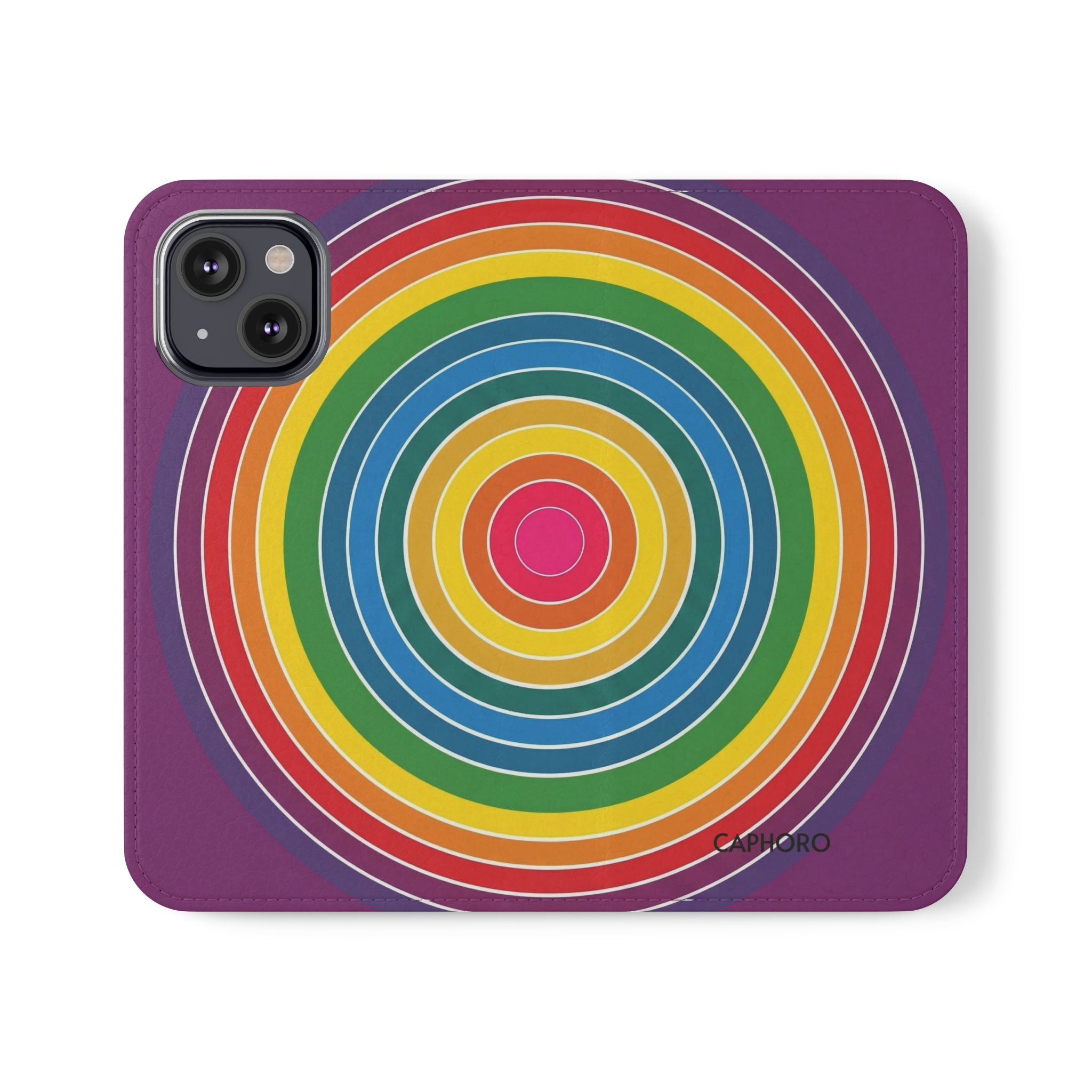 Flip Phone Case — Retro Rainbow Target Wallet Flip Case