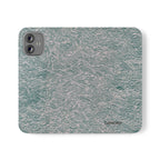 Marbled Teal Flip Phone Case — Textured Wallet Cover with Card Slots