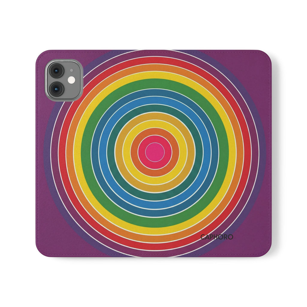 Flip Phone Case — Retro Rainbow Target Wallet Flip Case