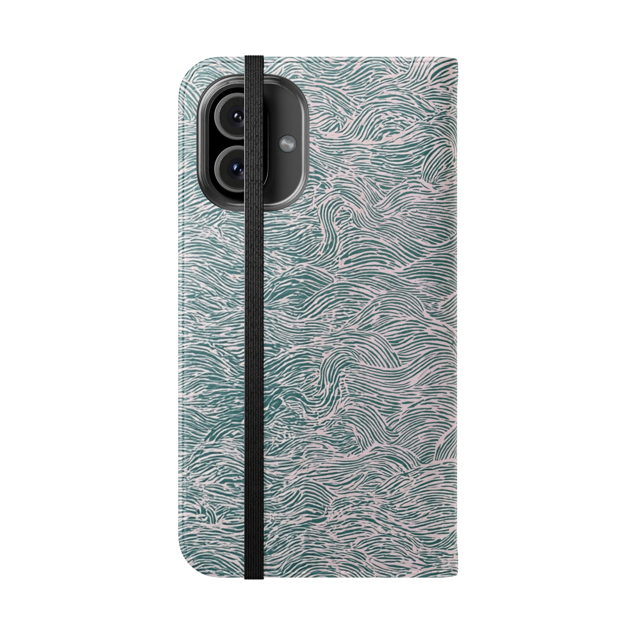 Marbled Teal Flip Phone Case — Textured Wallet Cover with Card Slots