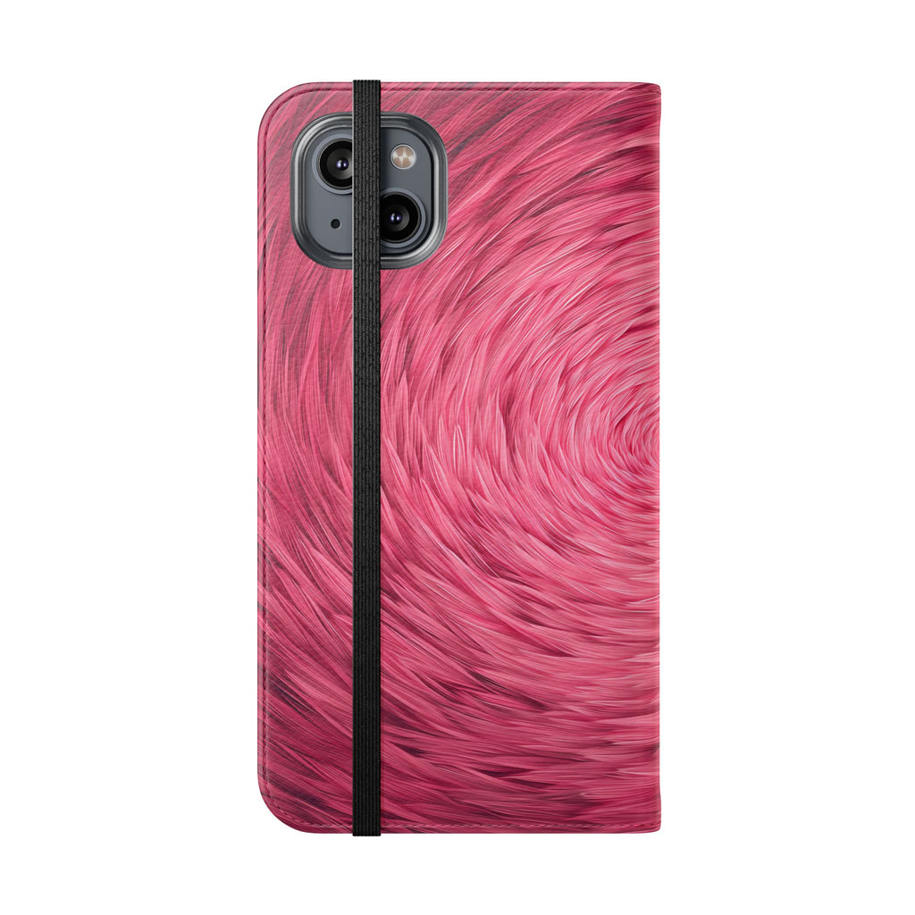 Pink Swirl Fur Flip Phone Case