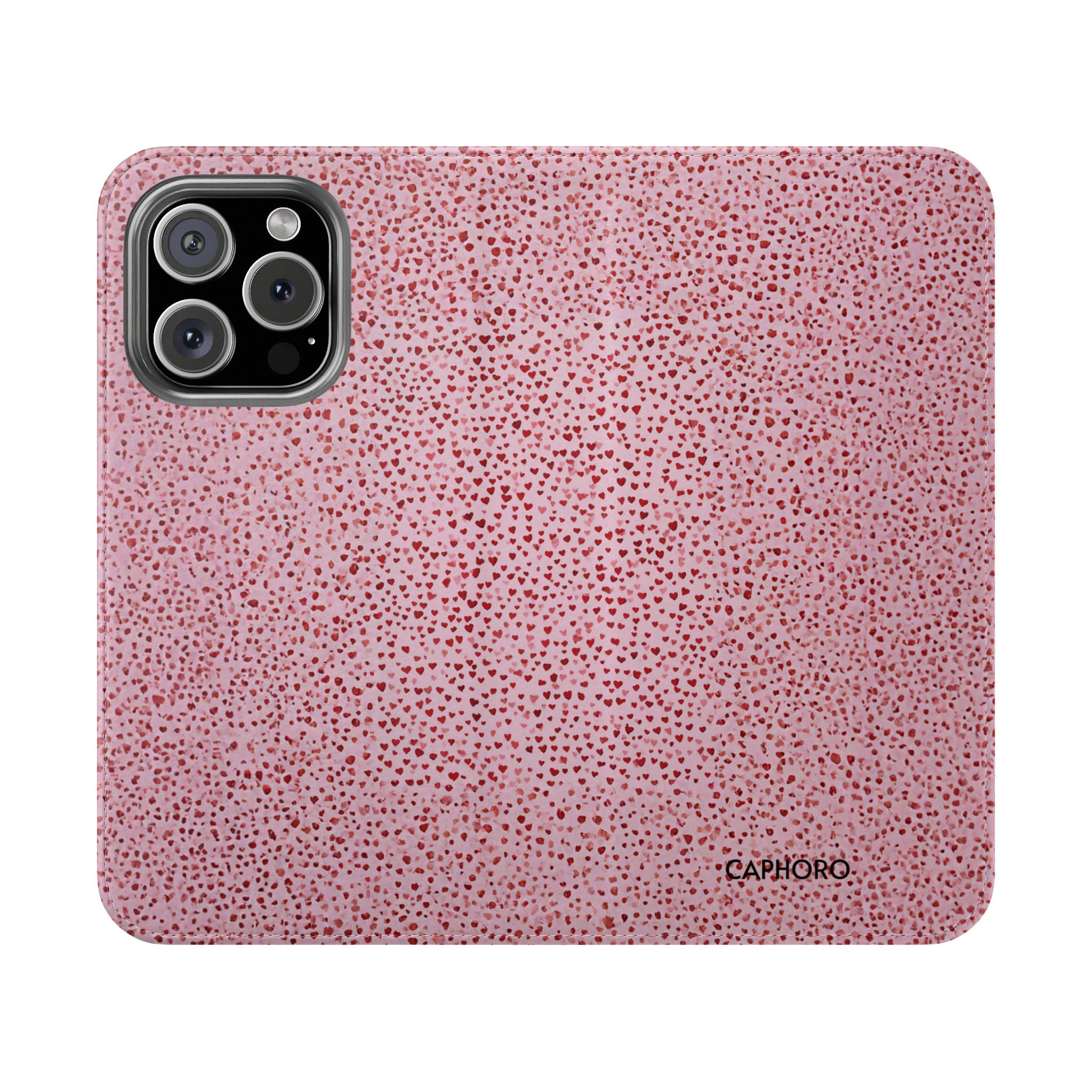 Pink Textured Leather Flip Phone Case – Card Slot Wallet Cover