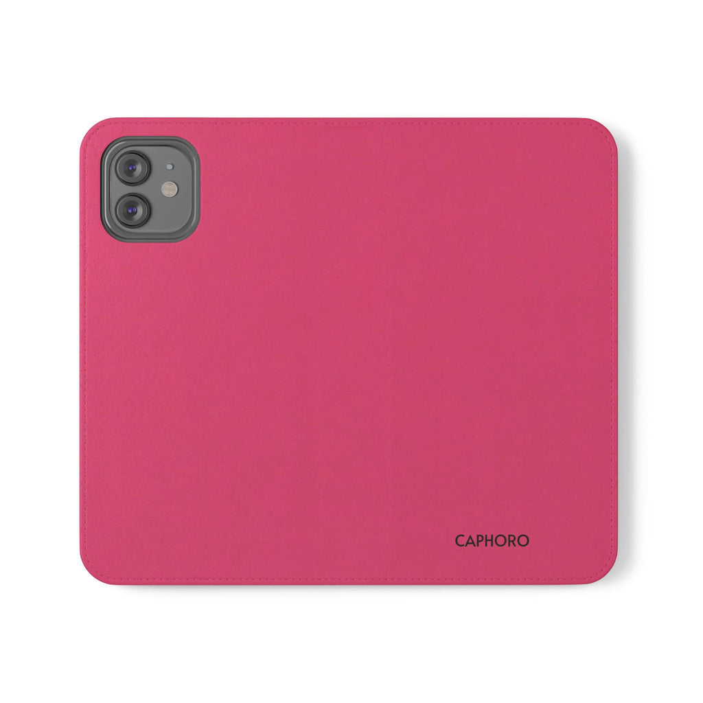 Pink Leather Flip Phone Case with Card Slots — Magnetic Wallet Cover
