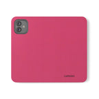Pink Leather Flip Phone Case with Card Slots — Magnetic Wallet Cover