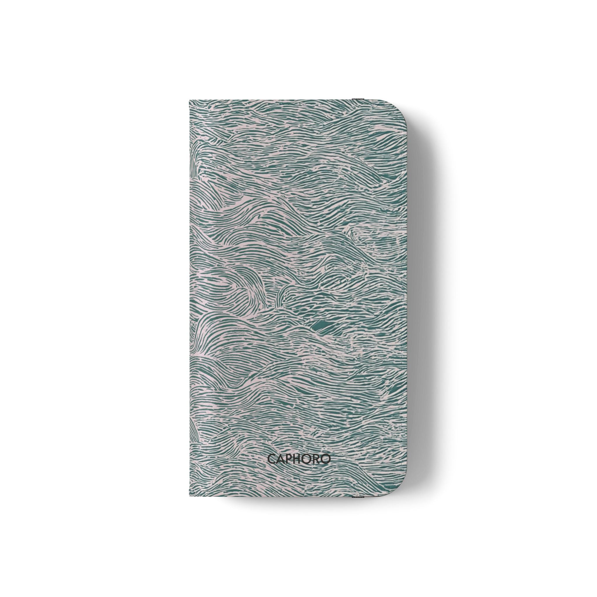 Marbled Teal Flip Phone Case — Textured Wallet Cover with Card Slots