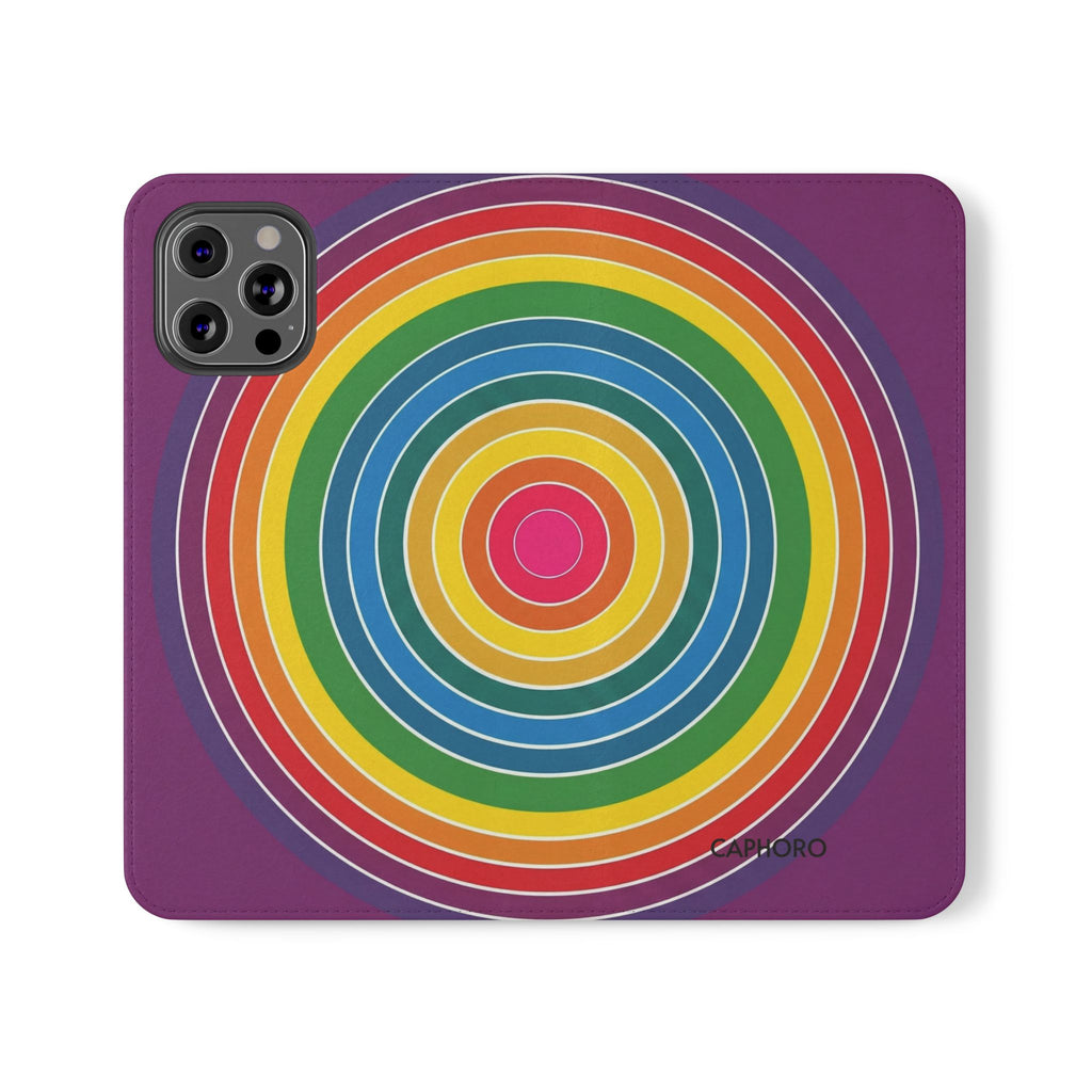 Flip Phone Case — Retro Rainbow Target Wallet Flip Case