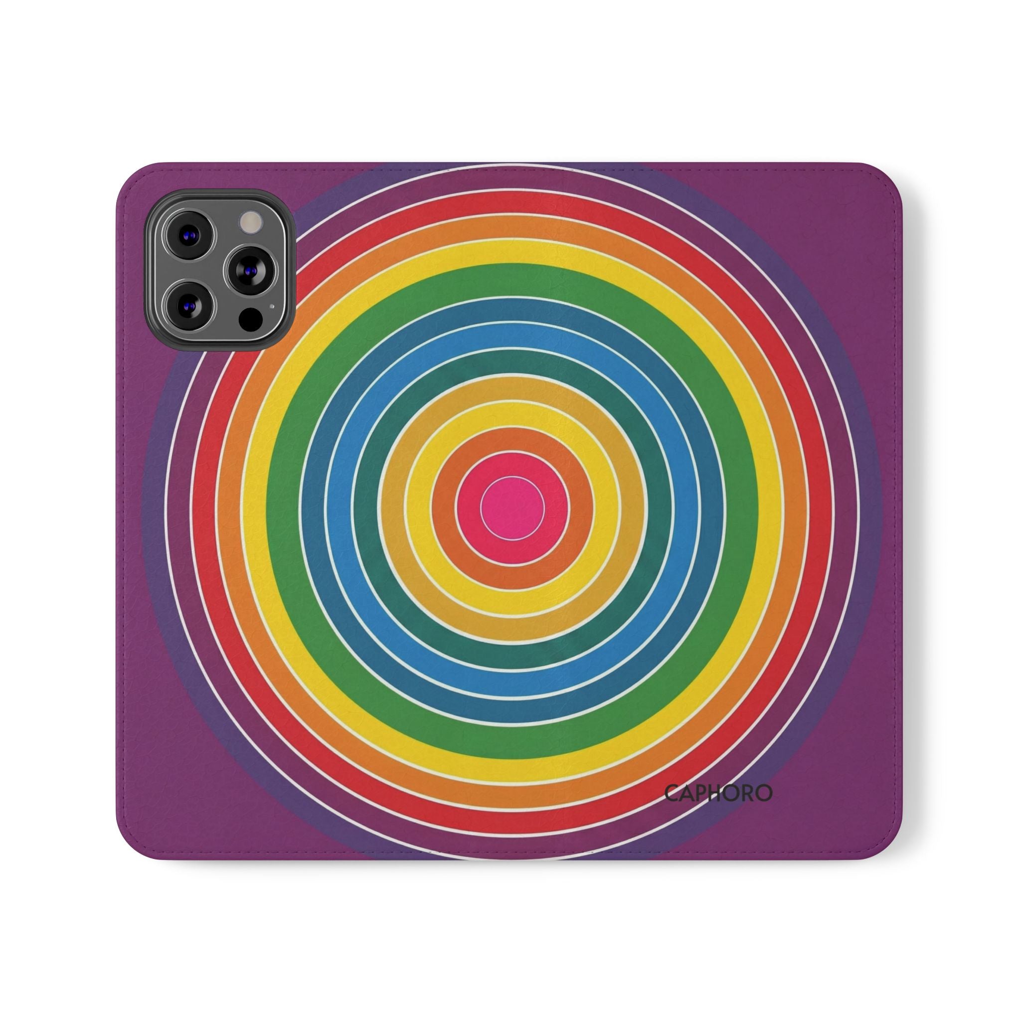 Flip Phone Case — Retro Rainbow Target Wallet Flip Case