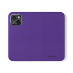 Purple Leather Flip Phone Case with Card Slots — Wallet Folio Case for iPhone