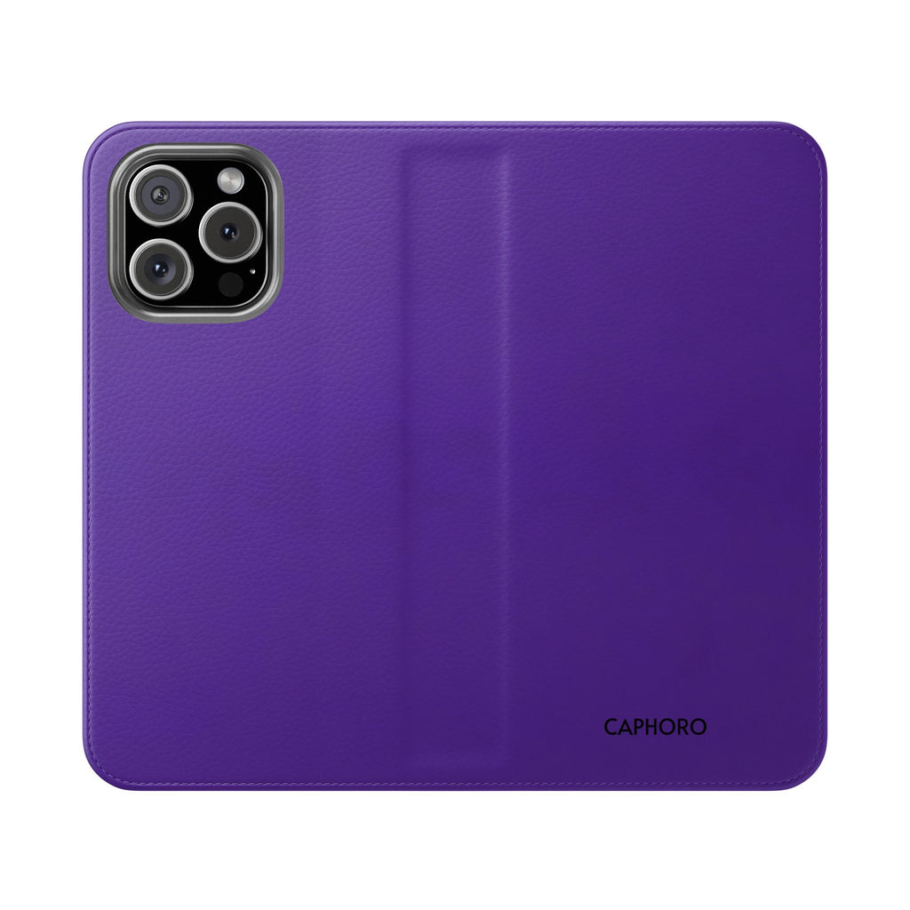 Purple Leather Flip Phone Case with Card Slots — Wallet Folio Case for iPhone