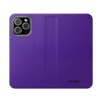 Purple Leather Flip Phone Case with Card Slots — Wallet Folio Case for iPhone