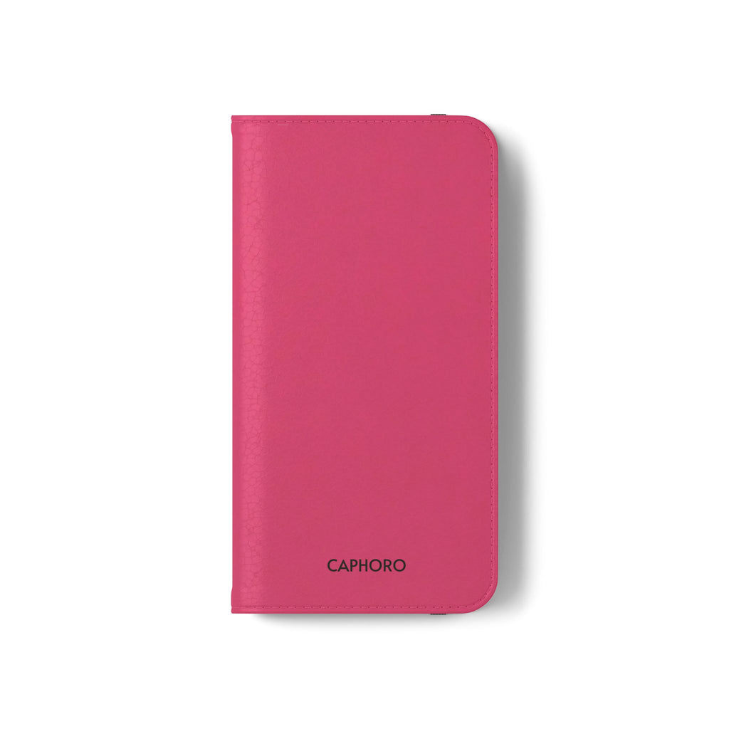 Pink Leather Flip Phone Case with Card Slots — Magnetic Wallet Cover