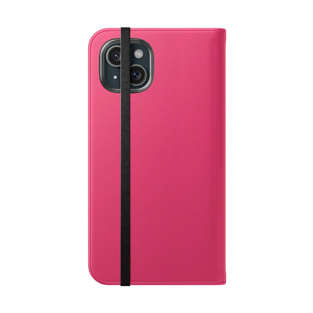 Pink Leather Flip Phone Case with Card Slots — Magnetic Wallet Cover