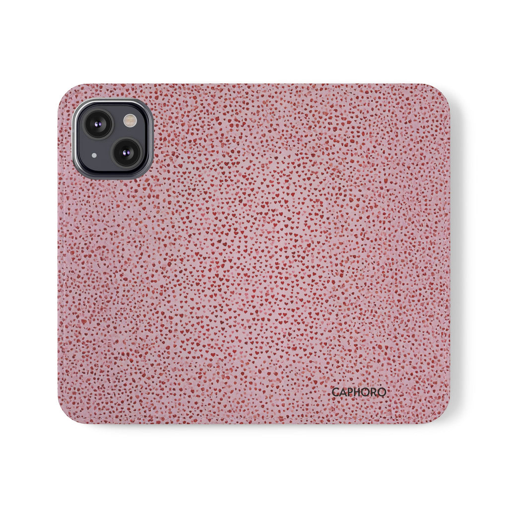 Pink Textured Leather Flip Phone Case – Card Slot Wallet Cover