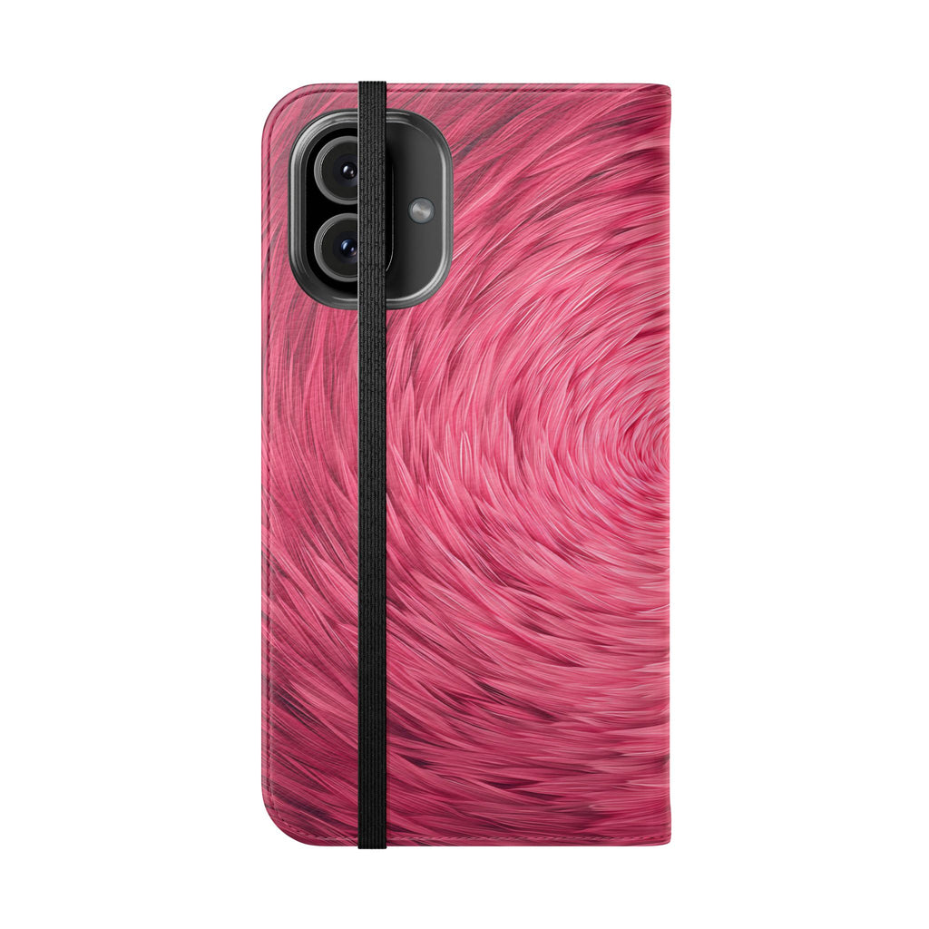 Pink Swirl Fur Flip Phone Case