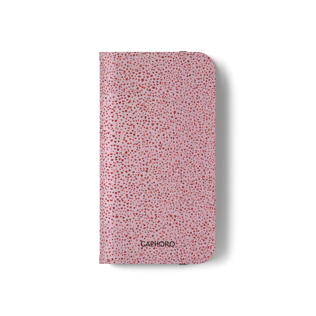Pink Textured Leather Flip Phone Case – Card Slot Wallet Cover