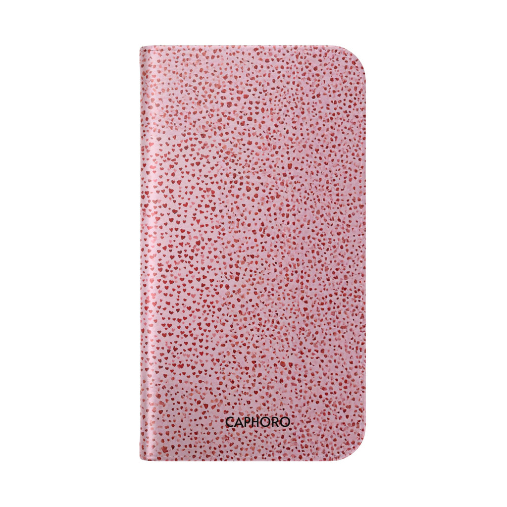 Pink Textured Leather Flip Phone Case – Card Slot Wallet Cover