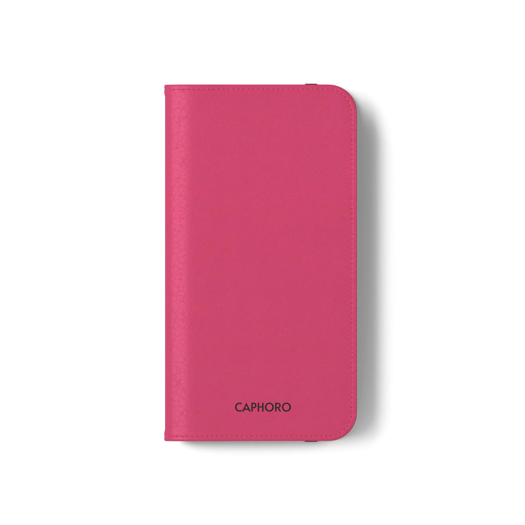 Pink Leather Flip Phone Case with Card Slots — Magnetic Wallet Cover