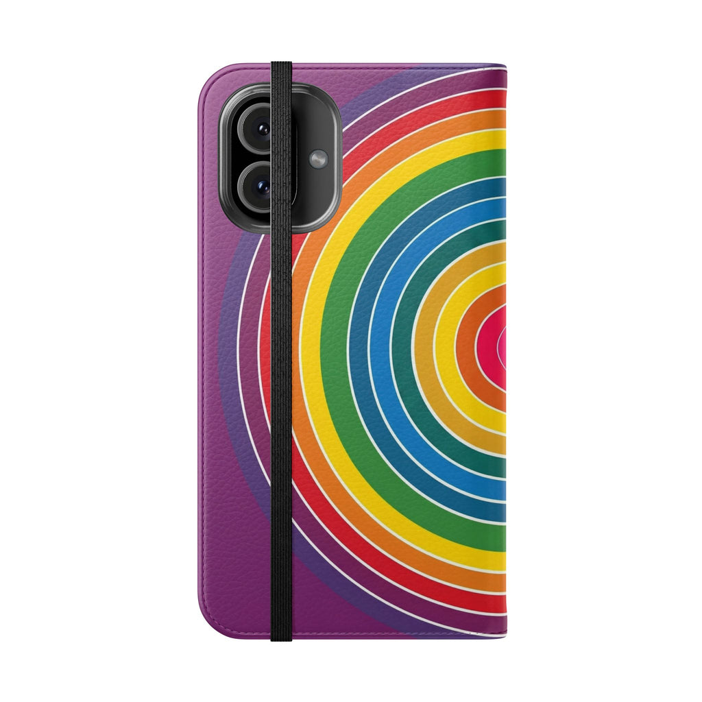 Flip Phone Case — Retro Rainbow Target Wallet Flip Case