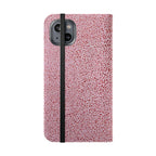 Pink Textured Leather Flip Phone Case – Card Slot Wallet Cover