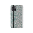 Marbled Teal Flip Phone Case — Textured Wallet Cover with Card Slots