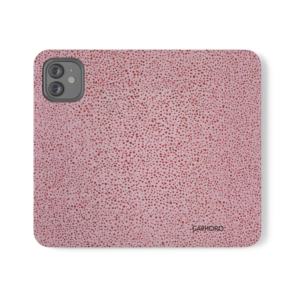 Pink Textured Leather Flip Phone Case – Card Slot Wallet Cover