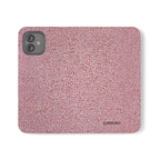 Pink Textured Leather Flip Phone Case – Card Slot Wallet Cover