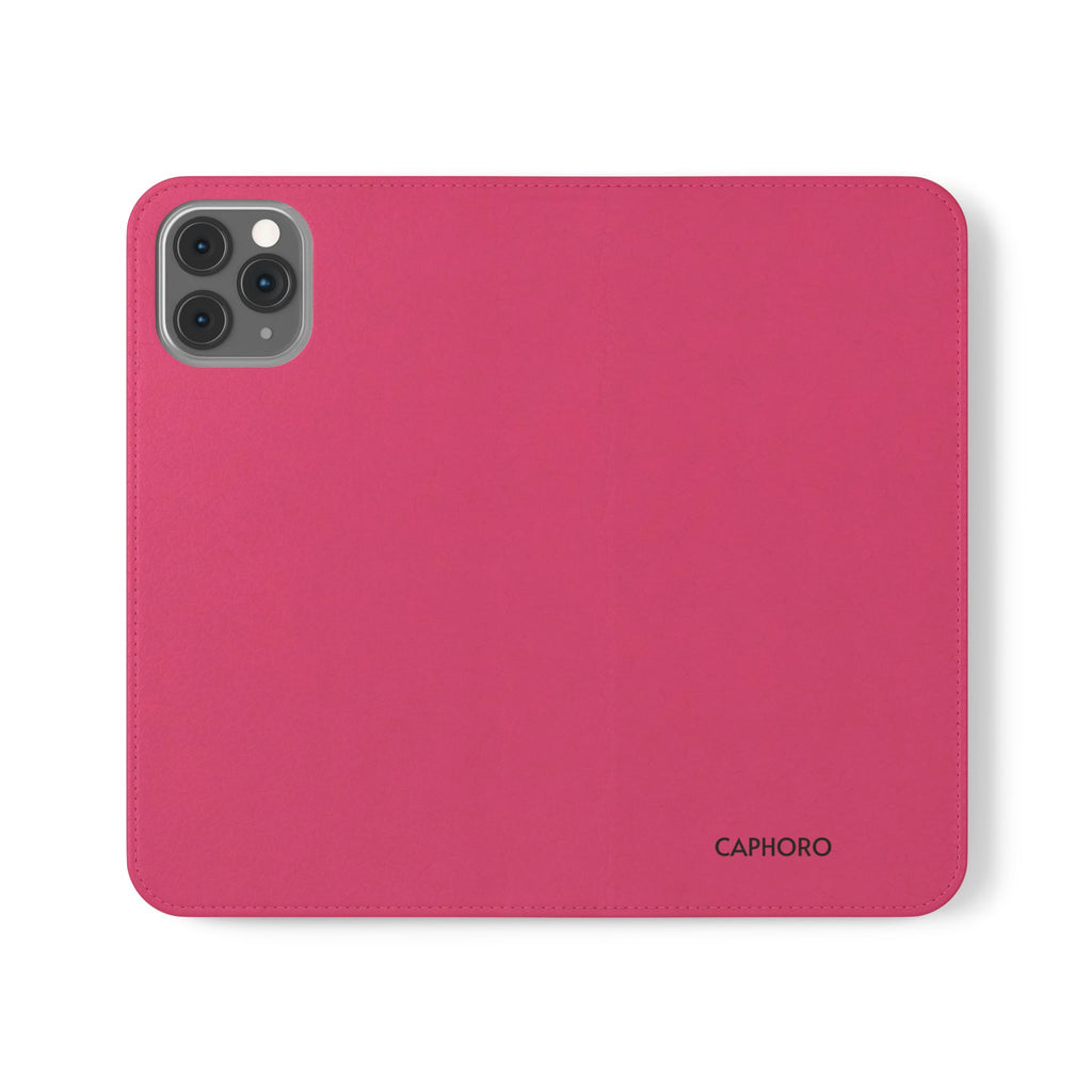 Pink Leather Flip Phone Case with Card Slots — Magnetic Wallet Cover