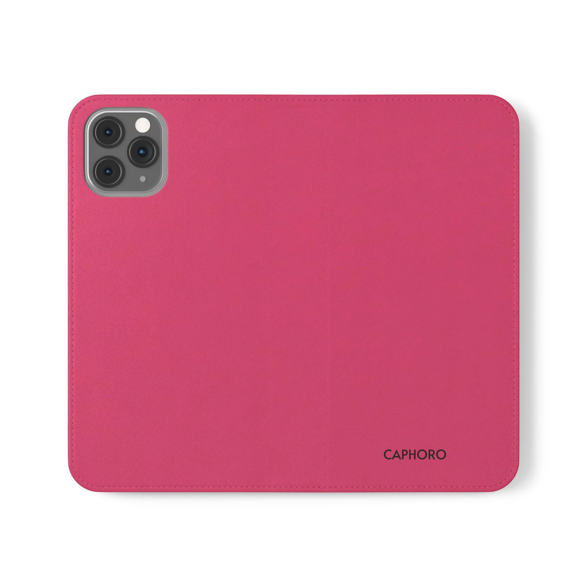 Pink Leather Flip Phone Case with Card Slots — Magnetic Wallet Cover