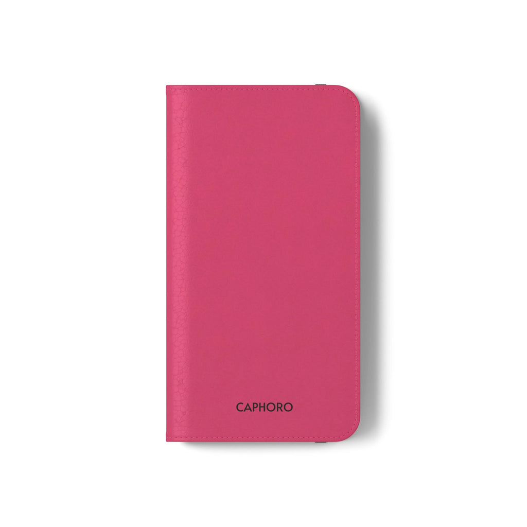 Pink Leather Flip Phone Case with Card Slots — Magnetic Wallet Cover