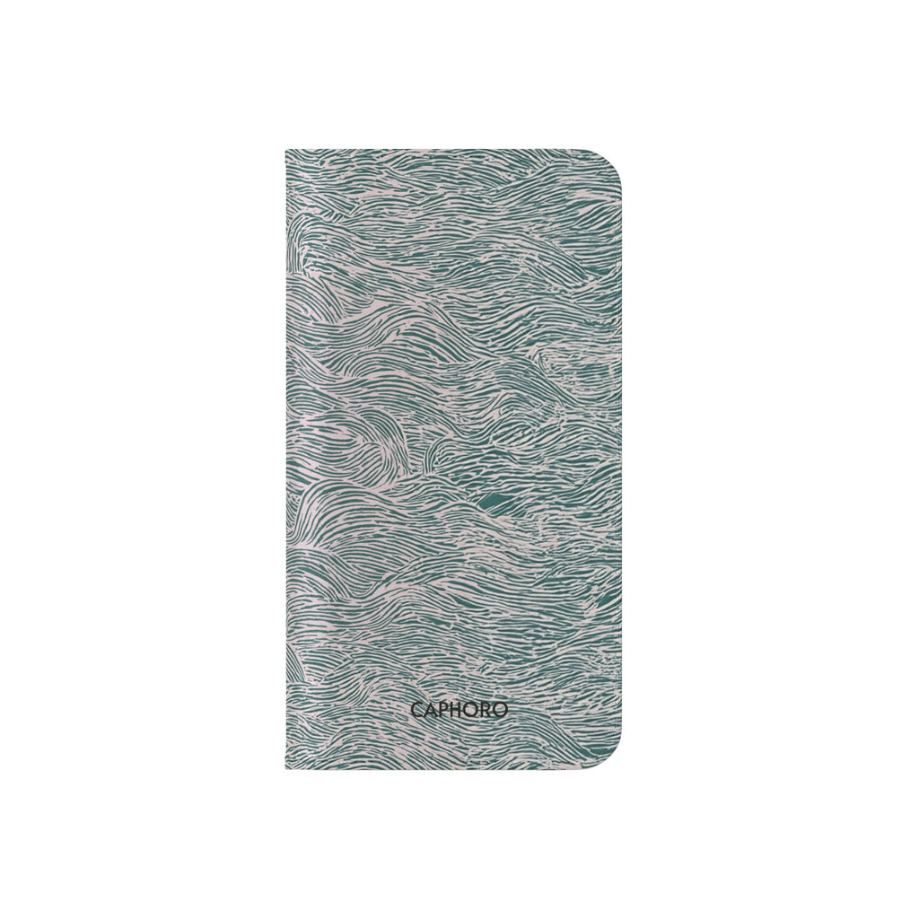 Marbled Teal Flip Phone Case — Textured Wallet Cover with Card Slots